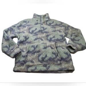 American Eagle Outfitters Sweater Womens XS Camo Green Quarter Zip Mock Neck